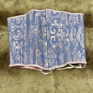 Pink and Blue Brocade Corset